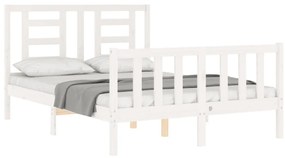 Cama sem colchão 140x190 cm madeira de pinho maciça branco