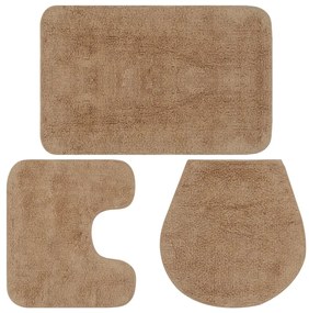 Conjunto tapetes de casa de banho 3 pcs tecido bege