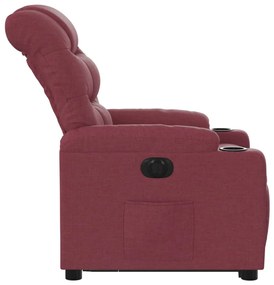 Poltrona reclinável elevatória elétrica tecido vermelho-tinto