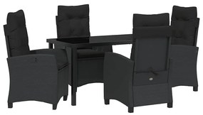 Conjunto de Jantar de Jardim com 5 Peças e Almofadas - Rattan Preto e