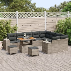 Conjunto de Sofá de Jardim de 12 Peças com Almofadas Cinzas Vime Sinté