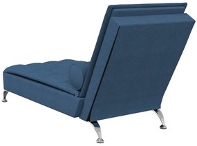 Chaise lounge de massagem com rolo tecido azul