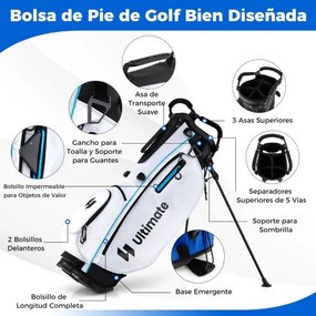 Conjunto completo de tacos de golfe para homem com bolsa de suporte. Inclui driver #1 460CC, madeira #3, híbrido, ferros #5#6#7#8#9#P#S e taco Branco