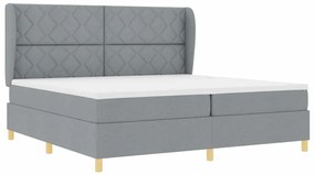 Cama Box Spring com Colchão cinza claro 200x200 cm tecido