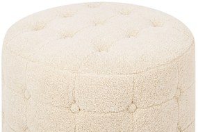 Pufe cilíndrico em bouclé creme ⌀ 55 cm TAMPA Beliani