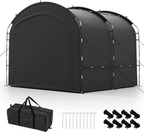 Abrigo, Cobertura para bicicletas 254 x 215 x 192 cm (C x L x A) ao ar livre com tecido prateado impermeável e portas duplas com fecho com bolsa de tr