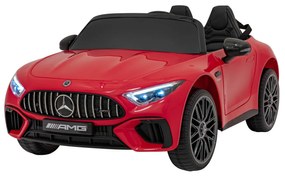 Carro elétrico para Crianças 12V 4X4 Mercedes Benz AMG SL63 Rodas de EVA, Assento Couro Vermelho