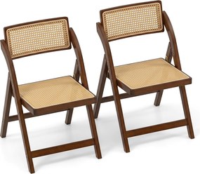 Conjunto de 2 Cadeiras de Jantar Dobráveis (MESA NÃO INCLUIDA), 56 x 49 x 80 cm, Encostos Rotativos de 360°, cor Nogueira