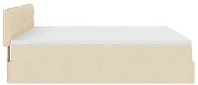 Estrutura de cama otomana com colchões tecido creme 200x200cm