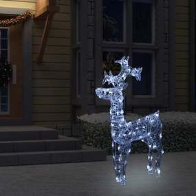 289961 vidaXL Rena decorativa de Natal 90 luzes LED 60x16x100 cm acrílico