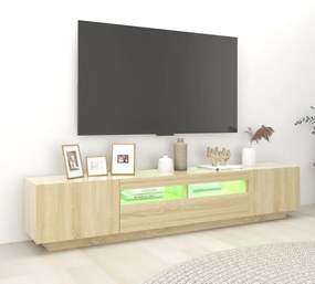 Móvel de TV Giancarlo com Luzes LED de 200cm - Carvalho - Design Moder