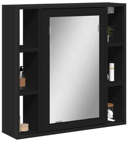 vidaXL Armário casa banho c/ espelho 60x16x60 cm deriv. madeira preto