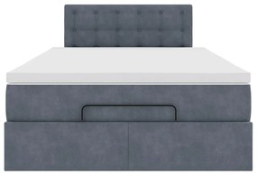 Cama otomana com colchão 120x190 cm veludo cinzento-escuro