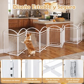 Vedação para Cães de 8 Painéis, 480 x 81 cm, Dobrável, Branco