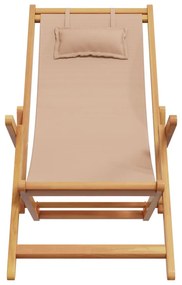 Cadeiras praia dobráveis 2 pcs tecido/madeira cinza-acastanhado