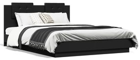 Estrutura cama c/ cabeceira 150x200 cm derivados madeira preto