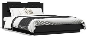 vidaXL Estrutura cama c/ cabeceira 150x200 cm derivados madeira preto