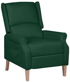 vidaXL Poltrona reclinável tecido verde-escuro