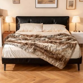 Manta de pele sintética estilo raposa suave 153 x 203 cm, luxuosa e espessa, aconchegante e quente para cama, sofá ou poltrona Castanho