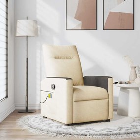 vidaXL Poltrona de massagens reclinável tecido cor creme