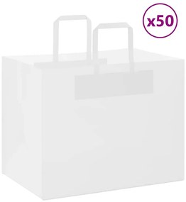 vidaXL Sacos de papel 50 unid com alças branco 32x22x24 cm
