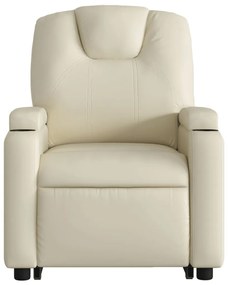 Poltrona reclinável de massagens couro artificial cor creme