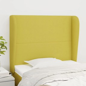 vidaXL Cabeceira de cama c/ abas tecido 93x23x118/128 cm verde