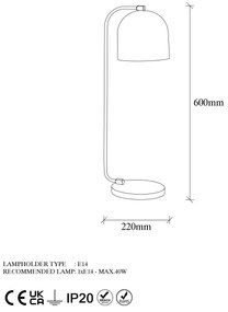 Candeeiro de Mesa Epika – Preto – 17 x 22 x 60 cm