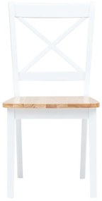 Cadeiras de jantar 2pcs seringueira maciça branco/madeira clara
