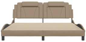 Estrutura cama cabeceira 180x200 cm couro artificial cappuccino