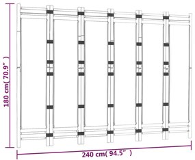 Divisória/biombo com 6 painéis dobráveis 240 cm bambu e lona