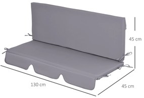 Almofada para Baloiço de 2 Peças Almofada para Baloiço de Assento e Encosto Acolchoado 130x45x5 cm Cinza