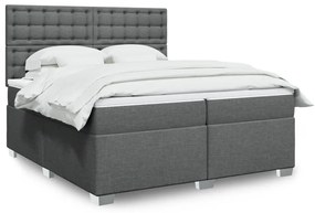 vidaXL Cama com molas/colchão 200x200 cm tecido cinzento-escuro
