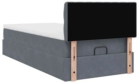 Estrutura cama otomana colchão 90x190 cm veludo cinzento escuro