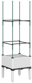 Vaso/floreira de jardim c/ treliça 40x40x142,5 cm PP branco
