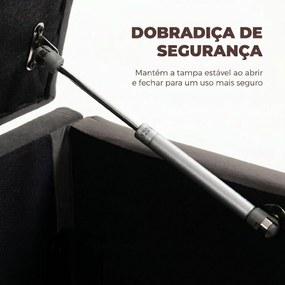 Puff de Armazenamento Banco de Armazenamento 141L 137x41x42 cm Estofado em Veludo Baú de Arrumação Capacidade 240 kg Cinzento