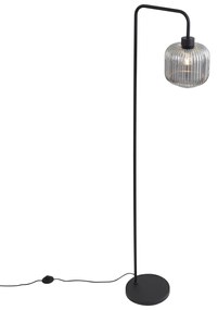 Candeeiro de pé de design preto com vidro fumado - Ana Design