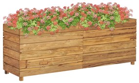 vidaXL Vaso/floreira 150x40x55 cm madeira de teca reciclada e aço
