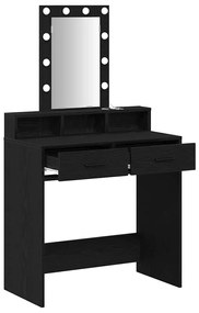 mesinha de maquilhagem vidaXL com luzes LED em Carvalho preto 79x41x14