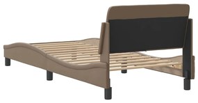 Estrutura cama cabeceira 90x200 cm couro artificial cappuccino