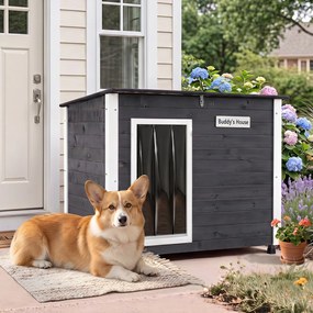 Casota para Cães, 85,5 x 56,5 x 64,5 cm, Teto de Asfalto Impermeável, Cinzento