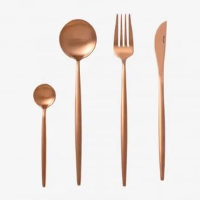 Conjunto De Talheres Noya Metalizado Fosco 16 Pcs Ouro Rosa Mate - Sklum