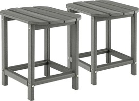 Conjunto de 2 mesas de jardim 48 x 37 x 46 cm em HDPE, Adirondack resistente às intempéries cinzenta