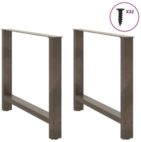 Pés para mesa de jantar em aço natural, 2 peças, 90x (72-73) cm, aço