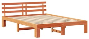 Estrutura de Cama de Madeira de Pinho Castanho Encerado