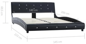 Estrutura de cama 140x200 cm couro artificial preto