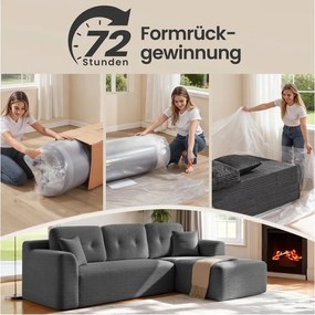 Sofá de canto modular Sem Montagem 150 x 244 x 73 cm com chaise longue grande à direita, cinza ardósia