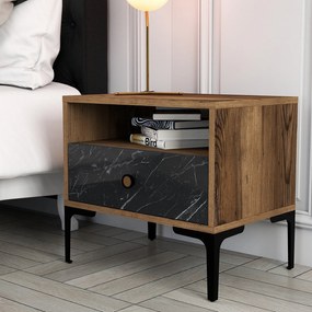 Mesa de Cabeceira Lizbon500 – Nogueira/Preto – 56x50,8x40 cm