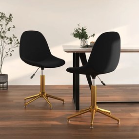 vidaXL Cadeiras de jantar giratórias 2 pcs veludo preto