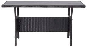 3 pcs conjunto de jantar p/ jardim c/ almofadões vime PE preto